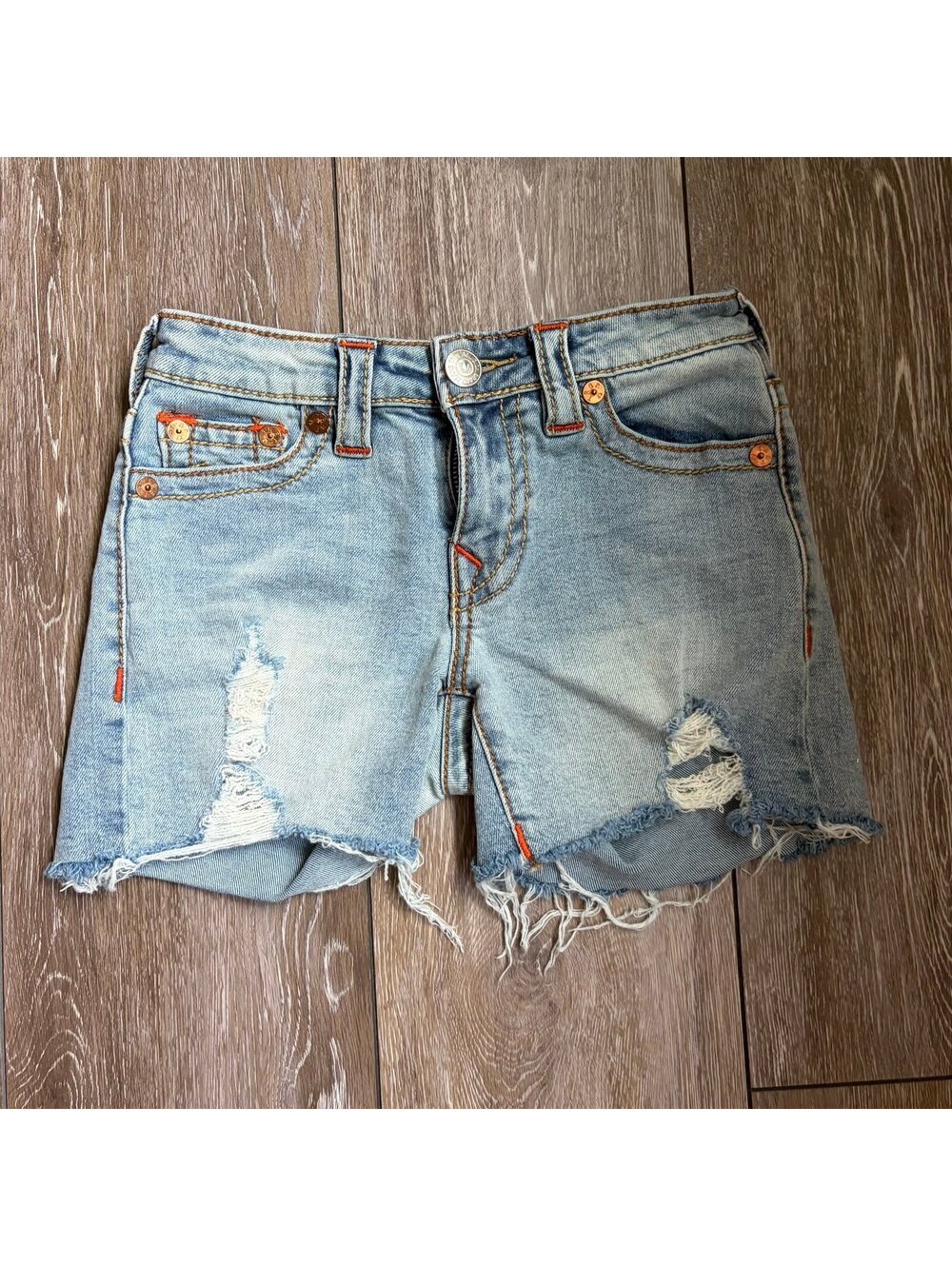 True Religion Jayde Mid Rise Denim Shorts • Size 24